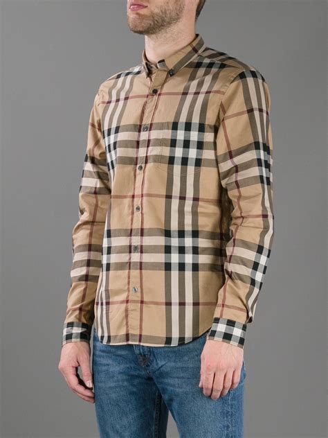 burberry women's brit tonal check shirt carmel|burberry clothing for men.